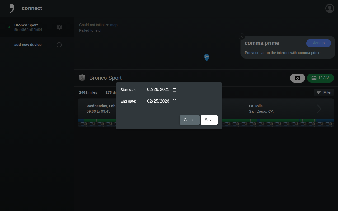 Date filter modal desktop
