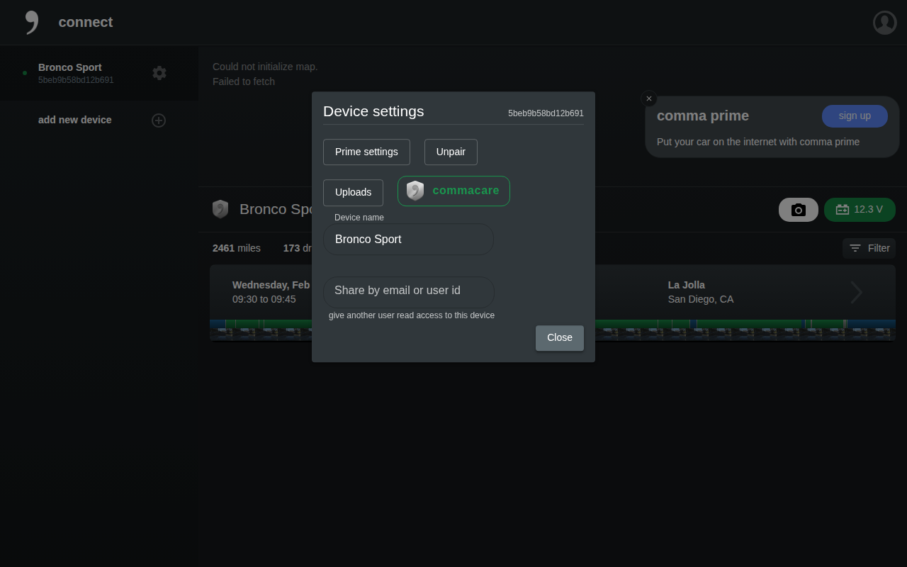Device settings modal desktop