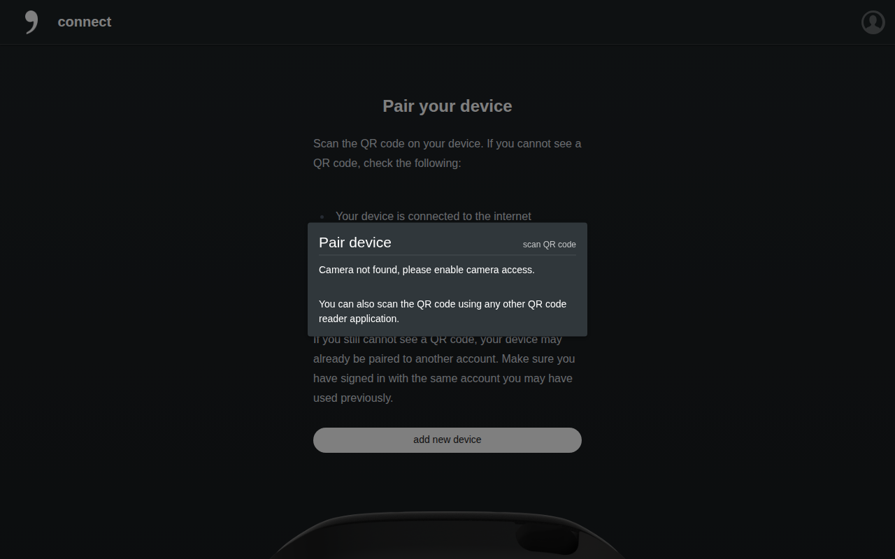 Pair device modal desktop