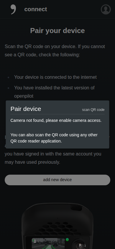 Pair device modal mobile