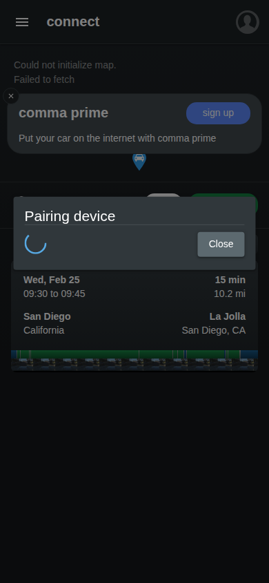 Pairing status modal mobile