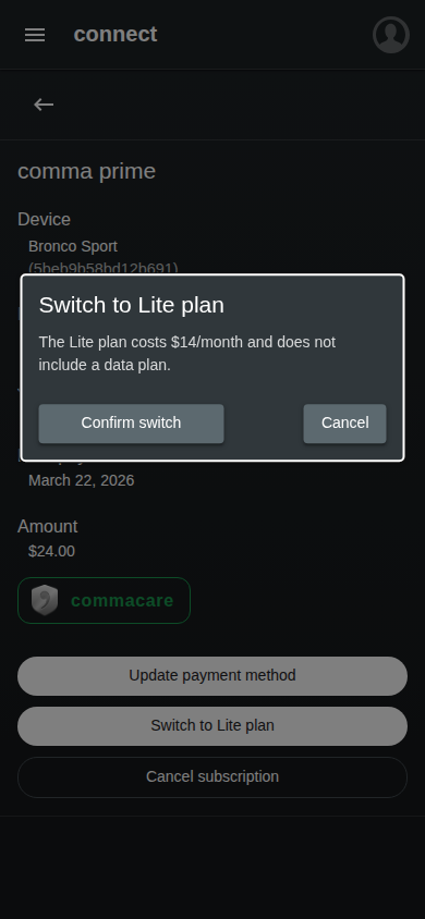 Switch prime plan modal mobile