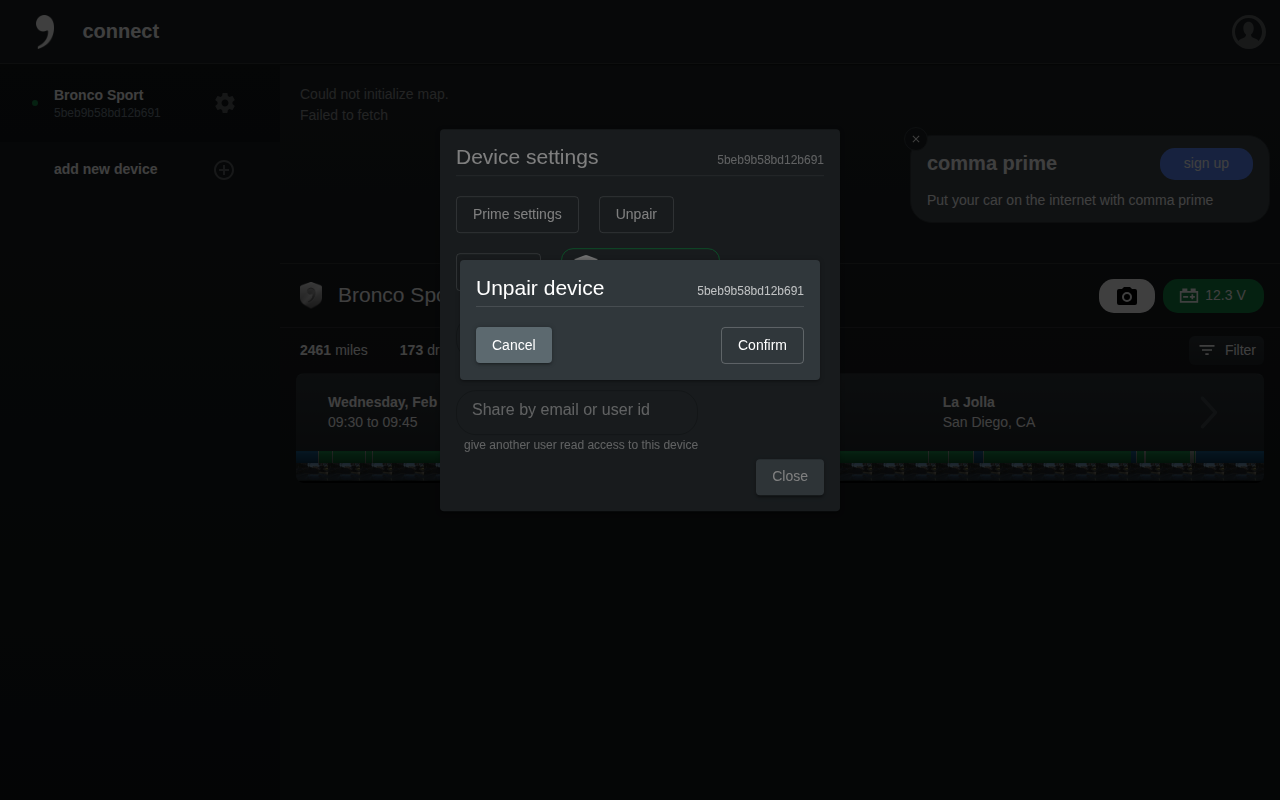 Unpair device modal desktop